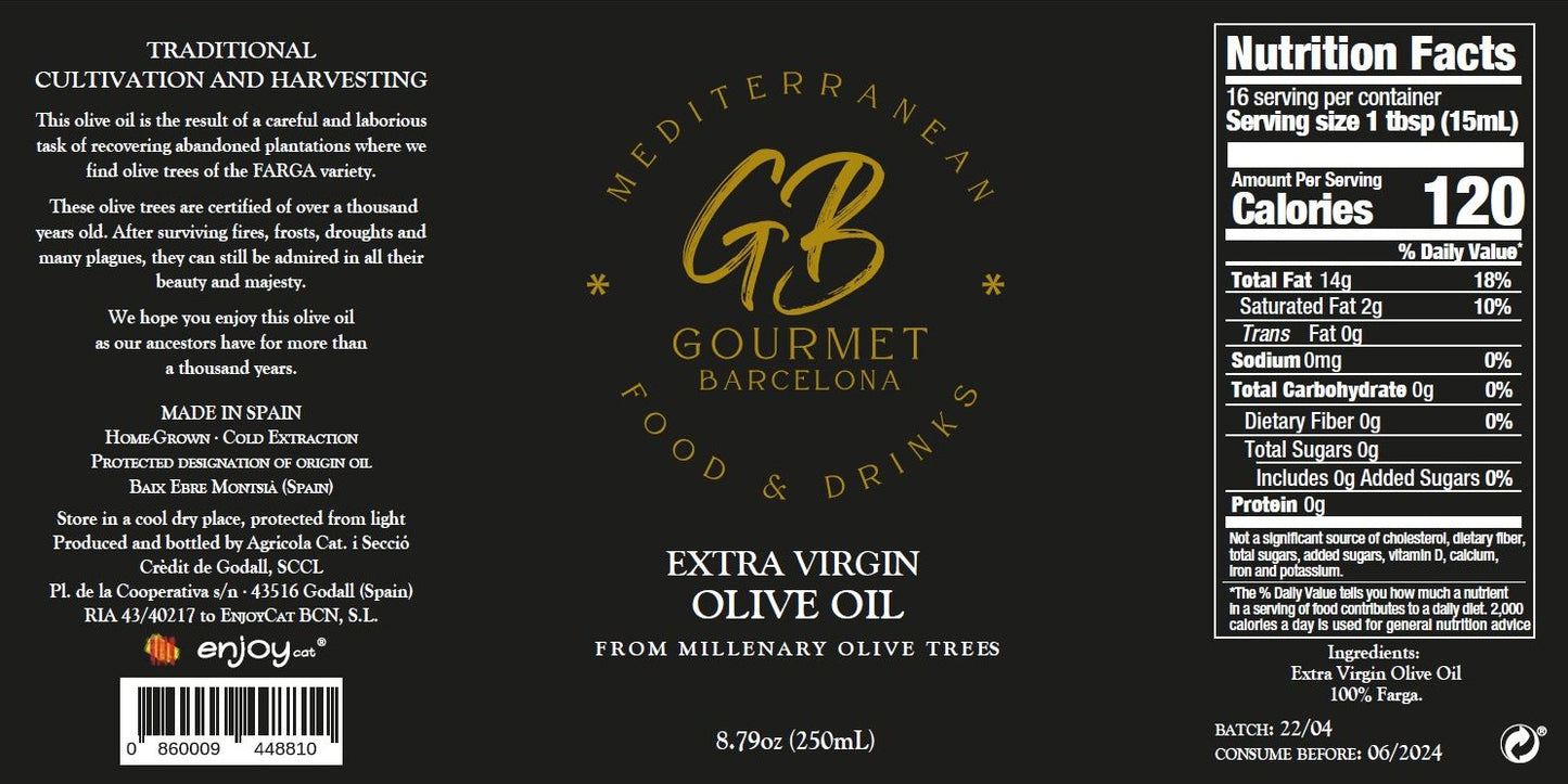 ACEITE (AOVE) MILENARIO - GOURMET BARCELONA 250ml.